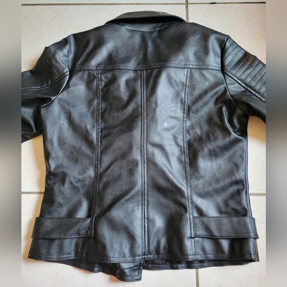Miss London Black Leather Jacket with Copper Details Size M - Picture 7 of 15